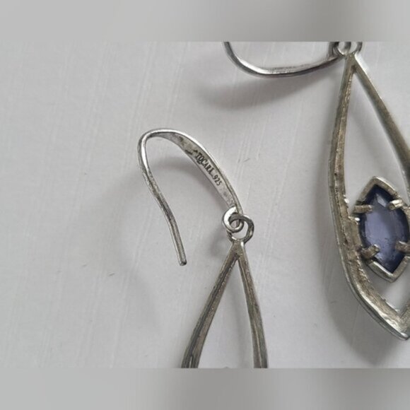 Vintage Tocara Montreal Sterling Silver Blue Crystal Drop Earrings Necklace - Picture 8 of 13